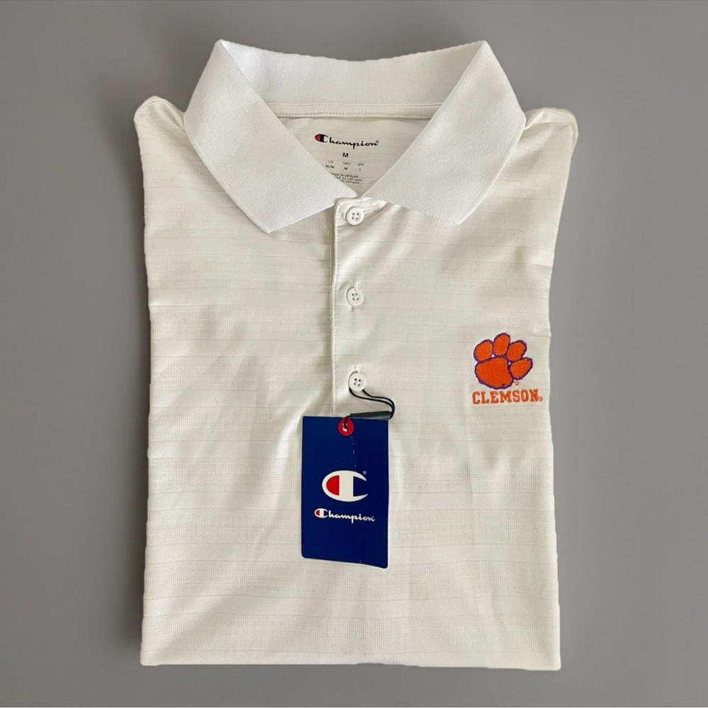 NWT-Champion Clemson Tigers white polo Size  medium
